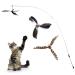 cobee Cat Wand Toys Interactive Cat Toys with 2 Feather Refills Cat Feather Propeller Wand Toy with Bell Cat Feather Toys Replacement Refills Indoor Cat String Toy for Kitten Training(Piebald)