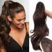Sego 45cm ponytail hair extension ponytail hair part braid clip in extensions voluminous claw on synthetic hair wavy medium 18 "(45cm) -140g lured medium brown