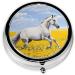 Horses Running Art Mini Round Pill Box | 3 Compartment Travel Medicine Organizer | Portable Pill Case for Home & Office - Buy Online on GoSupps.com