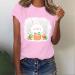 Easter Bunny Print Women's T-Shirt - Funny & Cute Graphic Tee for Summer - Pink, Size Large - Buy Online on GoSupps.com