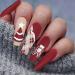 Vatocu Christmas False Nails Long Xmas Press on Nails Snowflakes Glitter Fake Nails Ballerina Acrylic Stick on Nails for Women and Girls(24pcs)