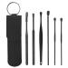 Early ward removal set portable ear witty remover set U-shape ear spoon spiral ear wax-cleaner tool set with storage case (black)