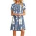 Women's Casual Floral Print Dress - Summer Short Sleeve Beach Dress XX-Large Navy - Buy Online on GoSupps.com