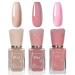 Pink Nail Polish Set - Nude Nail Varnish Set - 3Pcs Nude Pink Cherry Blossom Polish Quick Dry Nail Varnish Gift Set DIY Long Lasting Nail Art Home Nude Pink Set