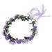 Minkissy Bridal Hair Wreath Women Girls Flower Headband Green Leaf Flower Crown for Wedding Party (Purple)