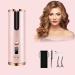 Automatic Curling Iron Cordless Auto Hair Curler Ceramic Rotating Hair Curler with 6 Temps & Timers Portable Rechargeable Curling Wand Auto Shut-Off Fast Heating Iron for Styling (Rose Gold)