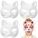 Stobok cat mask: 3 pieces of mask masks to make yourself Unsemption Masks Halloween-Katzen masks empty masks unfinished white cat masks for party props