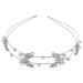 FRCOLOR Butterfly Headband Double Layer Hairband Shiny Bride Headdress Crystal Hair Hoop Wedding Hair Jewelry for Bride Girls Women Silver
