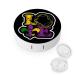 I Love Mardi Gras Fleur De Lis Round Case For Contact Lens Kit Storage Box with Mirror Printed
