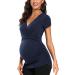 Love2Mi Maternity Nursing Shirt - Short Sleeve V-Neck Breastfeeding T-Shirt - Navy [Size S] - Buy Online on GoSupps.com