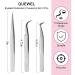 Quewel Eyelash Extension Tweezers Set - Curved and Straight Stainless Steel Precision Tweezers, Lash Applicator Tool for Extension Supplies - Matte Silver (3 pcs) - Buy Online on GoSupps.com
