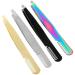 Beaupretty Eyebrow Tweezers Slanted Eyebrow Tweezers with Comb Stainless Steel Slanted Tip Tweezers Precision Tweezers Set