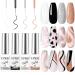 SUPWEE White Black Gel Liner Polish Nail Art Gel Liner Set Silver Champagne Reflective Liner Gel Polish Nail Painting for DIY Drawing Nail Gel Art Design Soak Off UV Gel 4 Colors 7ML(0.24fl oz) SZHXJ127
