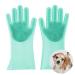 Comfpet Fell care gloves for dog hair removal cat brush to fail bathing and massage for puppies and kittens food-safe silicone (green)