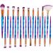 MUJGAN 20-Piece Makeup Brush Set Includes Brushes for Eye Shadow Eyeliner Eyebrow Lip Nose and Foundation - Soft and Durable Sponge Material for Flawless Application Gift (Purple - Dark Blue)