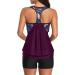 Yonique Dark Purple X-Large Two Piece Tankini Swimsuit Set | Blouson Swim Top with Boy Shorts | Women's Athletic Swimwear - Buy Online on GoSupps.com