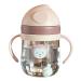 Bigougem 8.45oz Baby Bottle with Straw  Ergonomic Handle with Scale Gravity Ball Design Leak-proof Drop Resistance Water Bottle Practical Drinking Universal Children Sippy Cup Light Pink