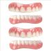 Batlam 2 pair of dentures cosmetic veneer natural tone instant veneers dental silicone tooth whitening temporary prosthesis teeth on the bottom wrong teeth men and women veneer