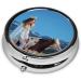 Queen and Cow Portable Metal Pill Box - Round Mini 3-Compartment with Hinged Fastening for Travel - Ideal for Small Pills - Black - Buy Online on GoSupps.com