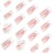 White French Tip Press on Nails - Medium Long Acrylic Fake Nails with 3D Bow Pearls & Flower Charms - Full Cover Glossy Stick on Nails for Women | 24 Pcs - Buy Online on GoSupps.com