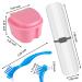Denture Brush Kit - 2 Cases 2 Brushes & Portable Storage | Ideal for Travel - Pink & Purple - Buy Online on GoSupps.com