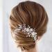 Unicra Bride Flower Wedding Hair Comb Crystal Bridal Silver Side Comb Pearl Hair Accessorie for Women and Girls (A-Silver)