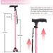BigAlex Pink Folding Walking Cane with Quad Base - Adjustable Stick for Men/Women (30-35 inches) - Includes Carrying Bag - Buy Online on GoSupps.com