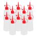 OSALADI Lot de 10 bouteilles en plastique transparent - Bouteilles applicatrices pointe troite - Pour l'application de colle - Bouteilles de colle pointe aiguille - Rouge