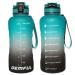 GEMFUL 64OZ Water Bottle with Straw and Time Marker Leakproof Motivated Water Jug for Home Office Working Cyan