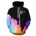 Bigfanshu Women's Sweaters 3D Gradation Print Long Sleeves Hooded Pullover Sweatshirt Blouse Tops Black