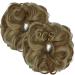 OMGREAT 2PCS Thick Updo Messy Hair Buns Curly Wavy Ponytail Extensions Hairpieces juva bun Hair Scrunchies for Women Girls Color Ash Blonde Mix Ginger 2 PCS 10# Ash Blonde Mix Ginger