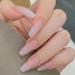 Hkanlre Coffin Press on Nails Ballerina Long Fake Nails Acrylic Full Cover Gradient False Nails for Women and Girls 24PCS Pink coffin gradient