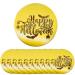 Crethinkaty 10 Pieces Happy Halloween Bat Cupcake Toppers Round Mirror Engraved Acrylic Cake Topper Cupcake Decorations for Halloween Party (Gold) Happy Halloween Bat(Gold)