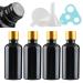 Tianzd 4 pieces empty small 50 ml gloss black glass bottles with sealed stopper gold aluminum screw cap glass bottle flasher oil fragrance perfume massage aromatherapy gold 50ml