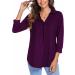 Yck-SAiWed Women's Elegant V Neck 3/4 Sleeve Blouse - Purple, Large | Casual Work Office Solid Color Tunic Top - Buy Online on GoSupps.com