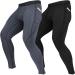 Boomcool men's function pants compression pants running trousers long compression pants with pockets running trousers fitness cycling workout dry baselayer gym athletics yoga pants XXL Black/Gray