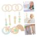 TOYANDONA 4pcs Baby Gym Plush Chew Toys Bell Hanging Sensory Wooden Ornaments Green 26X8.5CM - Buy Online on GoSupps.com