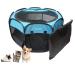 Tecageaon Portable Foldable Pet Playpen Exercise Pen Kennel Tent Carrying Case Indoor Outdoor Water-Resistant Removable Shade Cover for Puppies Kittens Cats Small Dogs Blue