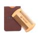 ZASCHMOY Pear Wood Beard Styling Comb Mustache Shaping Tool with Double Design for Hair Care Scented Wooden Comb PU Leather Storage Bag