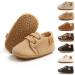 Sonsage Infant Baby Boys Girls Oxford Shoes Pu Leather Lace-Up Anti-Slip Trainer Soft Rubber Sole Toddler First Walking Sneakers 12-18 Months A Khaki
