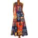 Women's Plus Size Vintage Graphic Print Maxi Dress | Sleeveless Beach Long Dress with Pockets | 3X-Large | Yellow - Buy Online on GoSupps.com