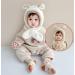 Kids 2 in 1 Winter Hoodie Scarf Set | Toddler Thermal Balaclava Hat | Fleece Lined Hat Scarves for Boys Girls 6 Months-4 Years - Beige - Buy Online on GoSupps.com