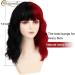 Creamily 14 Inches Black Red Wig for Women Girls Short Curly Synthetic Wig with Bangs Lovely Black and Red Bob Wavy Wig Cosplay Party Halloween Wig for Women E-Black and Red - Buy Online on GoSupps.com