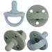 Soother Pacifier Food Grade Silicone Pacifiers with Handle & 3 Holes for Added Safety BPA Free 4-Pack (Sage x2 / Ether x2)