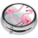 Pink Flamingo Round Pill Box | 3 Compartment Travel Organizer | Portable Pill Storage for Travel - Buy Online on GoSupps.com