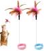 2pcs Cat Collar Toy Silicone Cat Teasing Wand Adjustable Cat Feather Collar Toys with Bell Cat Interactive Teaser Toys for Indoor Cat Playing Training (Pink Blue)