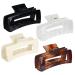 ElElax Large Hair Claw Clips 4.1 Inch, 4PCS Strong Hold Jaw Clips for Thick Thin Hair Big Rectangular Non-slip Hair Clamps Stylish Gifts for Women Girls(Black, Amber, Clear, White) 4 Count (Pack of 1)