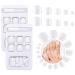 48 Pieces False Toe Nails Square Short Fake Toenails Acrylic Full Cover Short Toenails Press on Artificial Toe Nail Tips with 2 Pieces Nail Glue for Women Girls Nail Art (White)