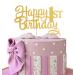 Happy 1st Birthday Cake Topper - Gold Glitter Baby One Birthday Cake Topper Girl Boy One Year Old Birthday Party Decoration First Birthday/Anniversary Party Cake Deciration Supplies 1gold