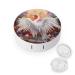 White Crane Contact Lens Case with Mirror Portable Cute Eye Contact Lens Box Travel Kit